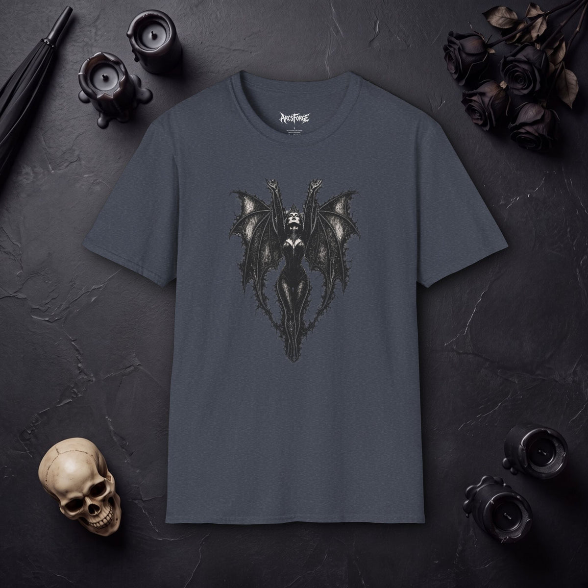 Gothic Demon Bat T-Shirt — Dark Gothic Horror Graphic Tee