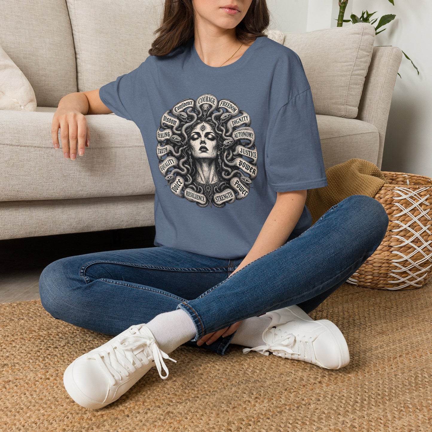 Medusa Wisdom T-Shirt — Courage, Freedom, Dignity Graphic Tee