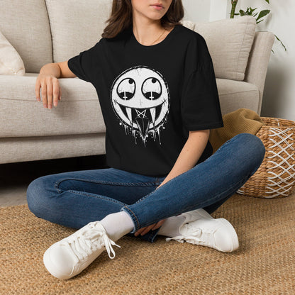 Vamp Smiley T-Shirt — Gothic Drip Moon Face