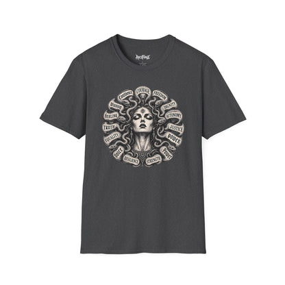 Medusa Wisdom T-Shirt — Courage, Freedom, Dignity Graphic Tee