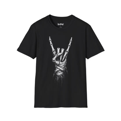 Skeleton Hand Rock Tee — Skull Metal Horns Graphic T-Shirt