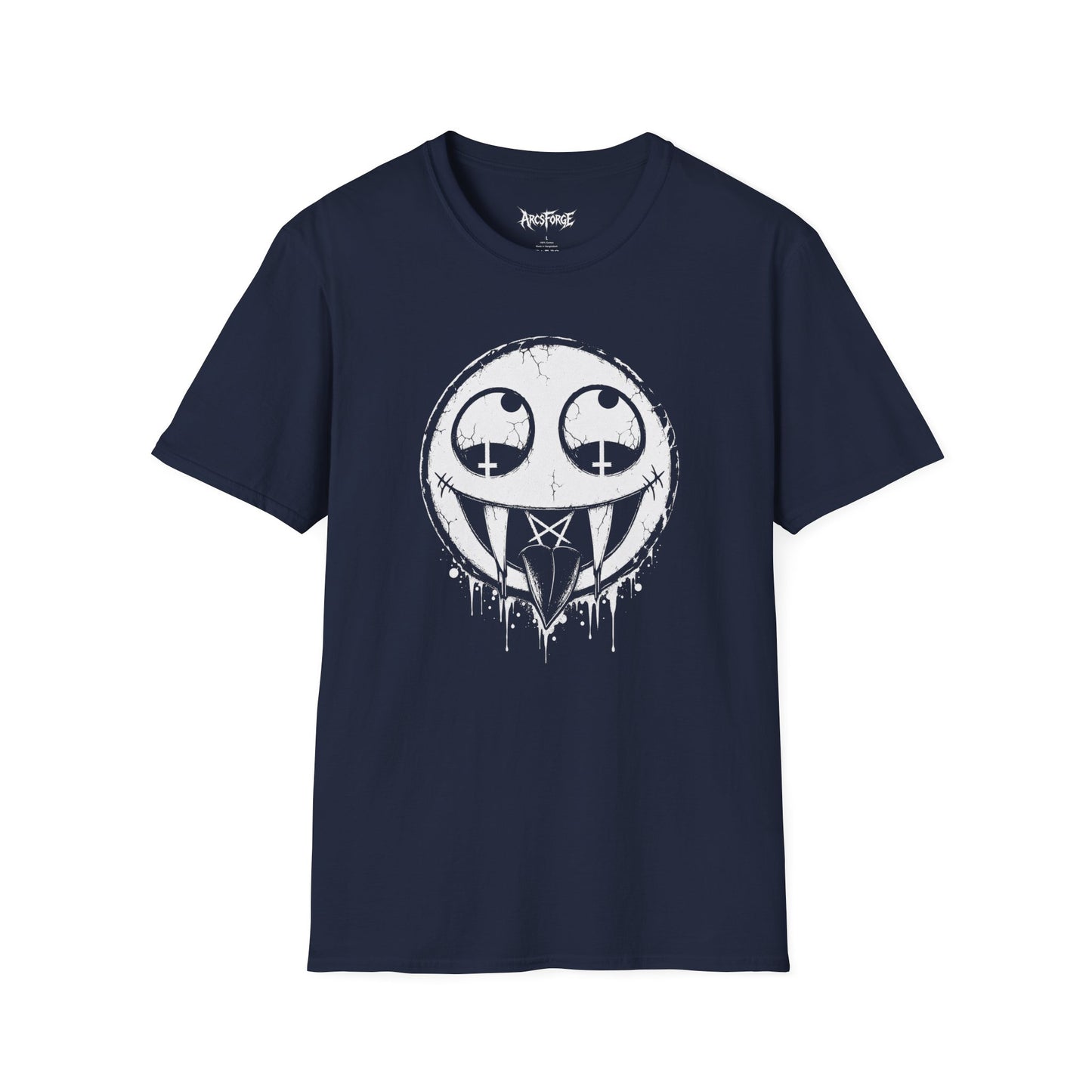 Vamp Smiley T-Shirt — Gothic Drip Moon Face