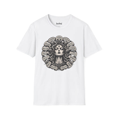 Medusa Wisdom T-Shirt — Courage, Freedom, Dignity Graphic Tee