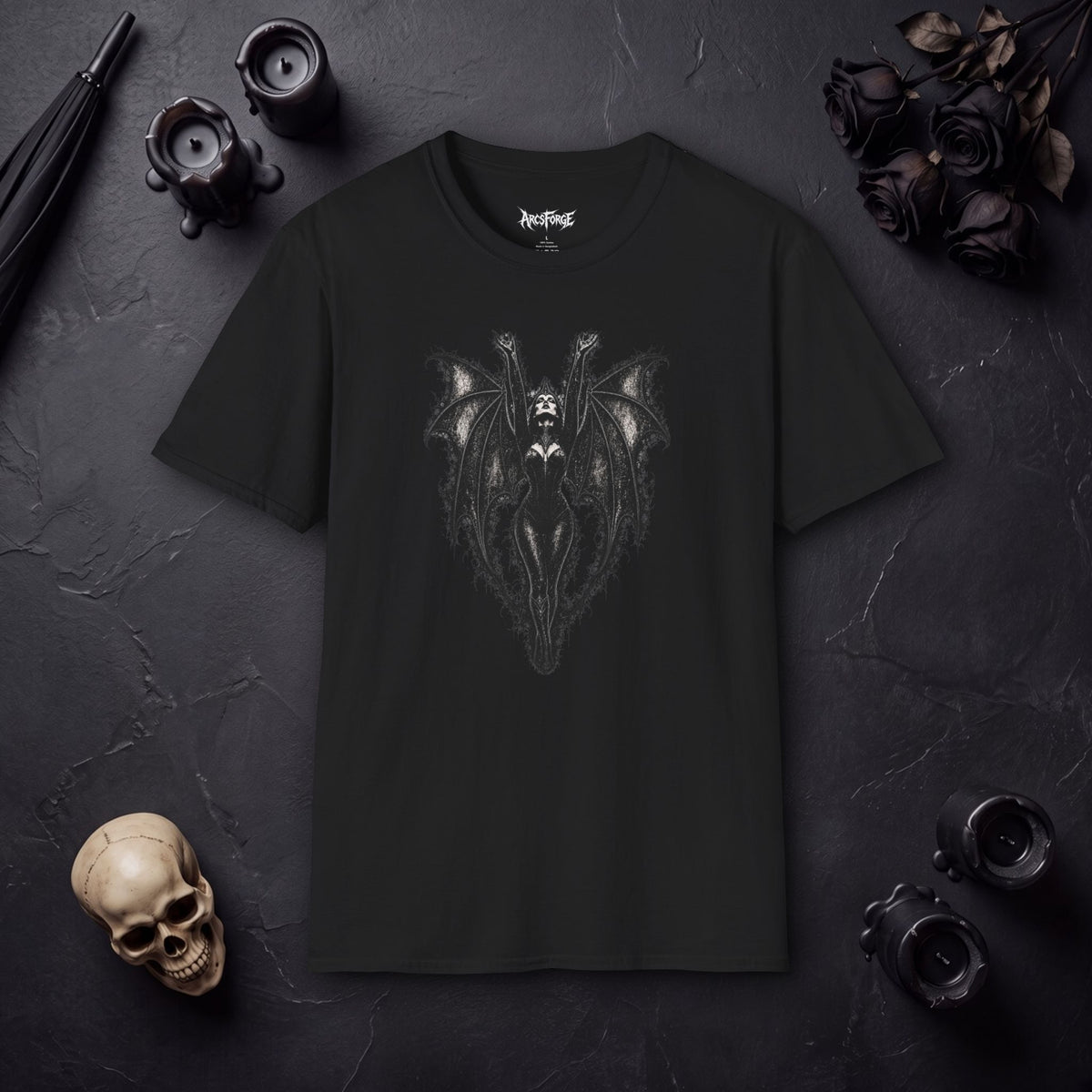 Gothic Demon Bat T-Shirt — Dark Gothic Horror Graphic Tee