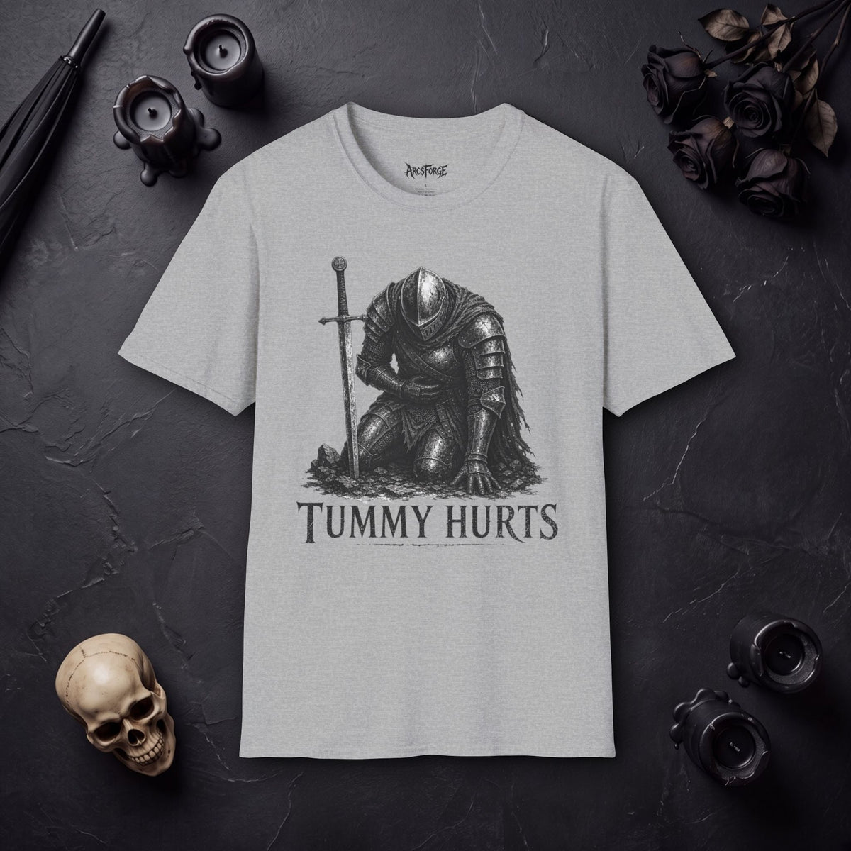 "Tummy Hurts" Kneeling Knight