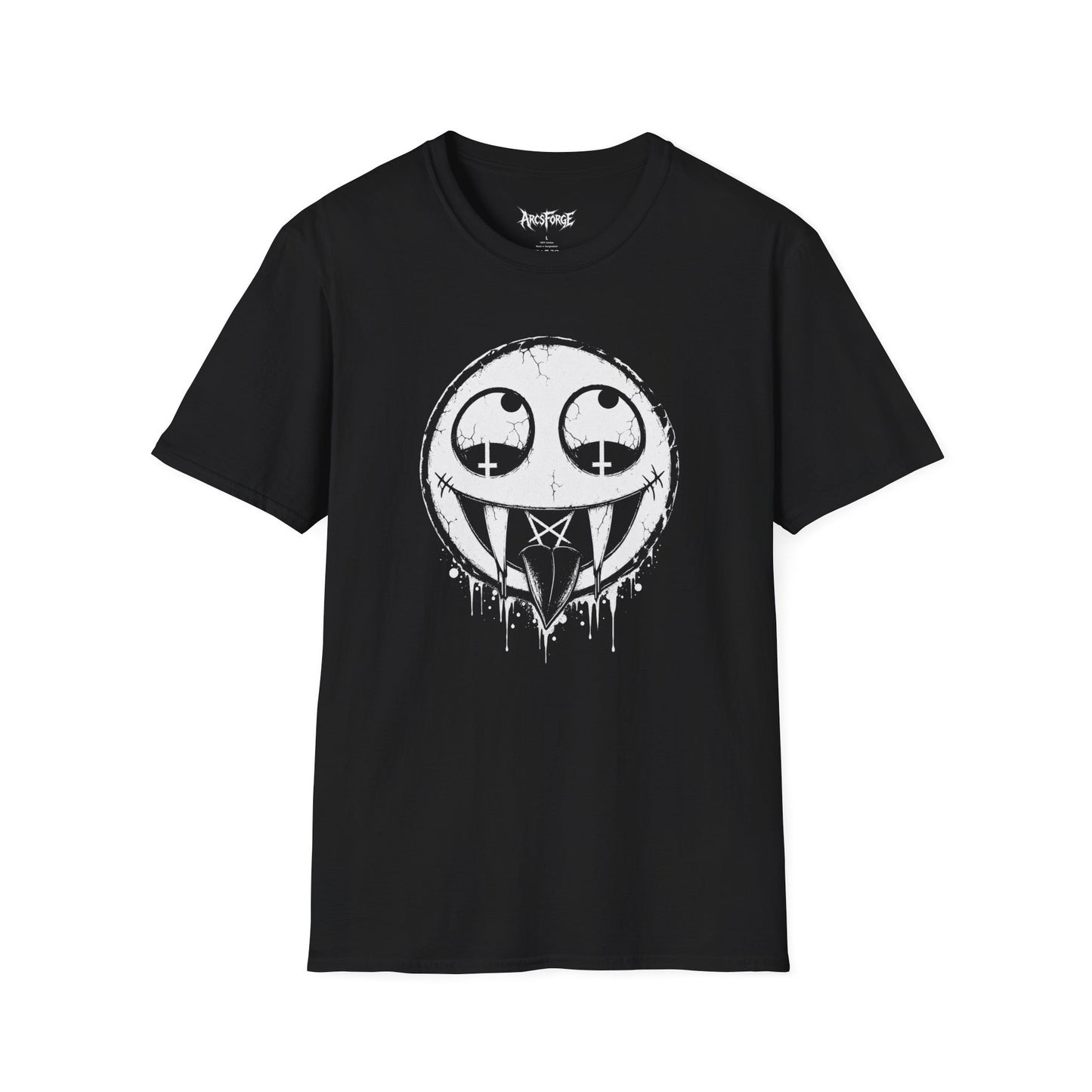 Vamp Smiley T-Shirt — Gothic Drip Moon Face