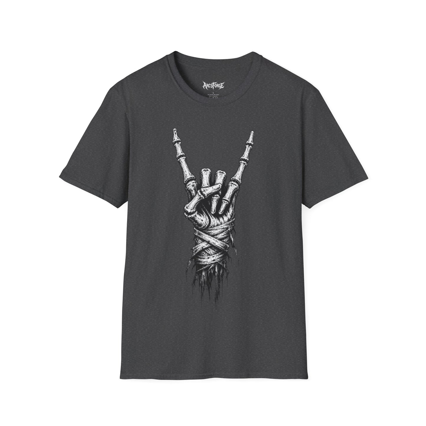 Skeleton Hand Rock Tee — Skull Metal Horns Graphic T-Shirt