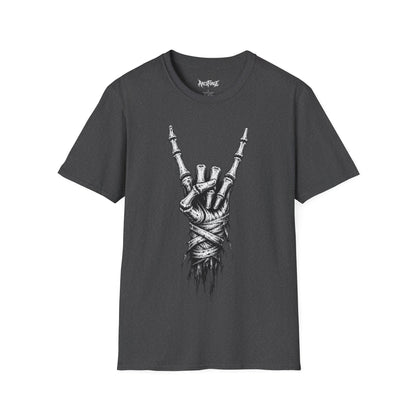 Skeleton Hand Rock Tee — Skull Metal Horns Graphic T-Shirt