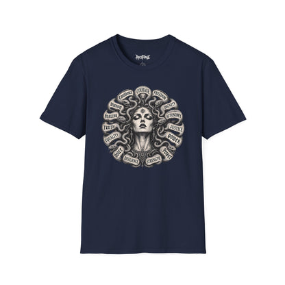 Medusa Wisdom T-Shirt — Courage, Freedom, Dignity Graphic Tee