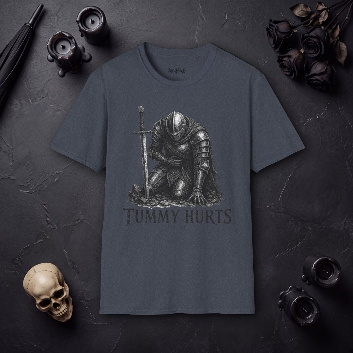 "Tummy Hurts" Kneeling Knight