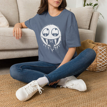 Vamp Smiley T-Shirt — Gothic Drip Moon Face