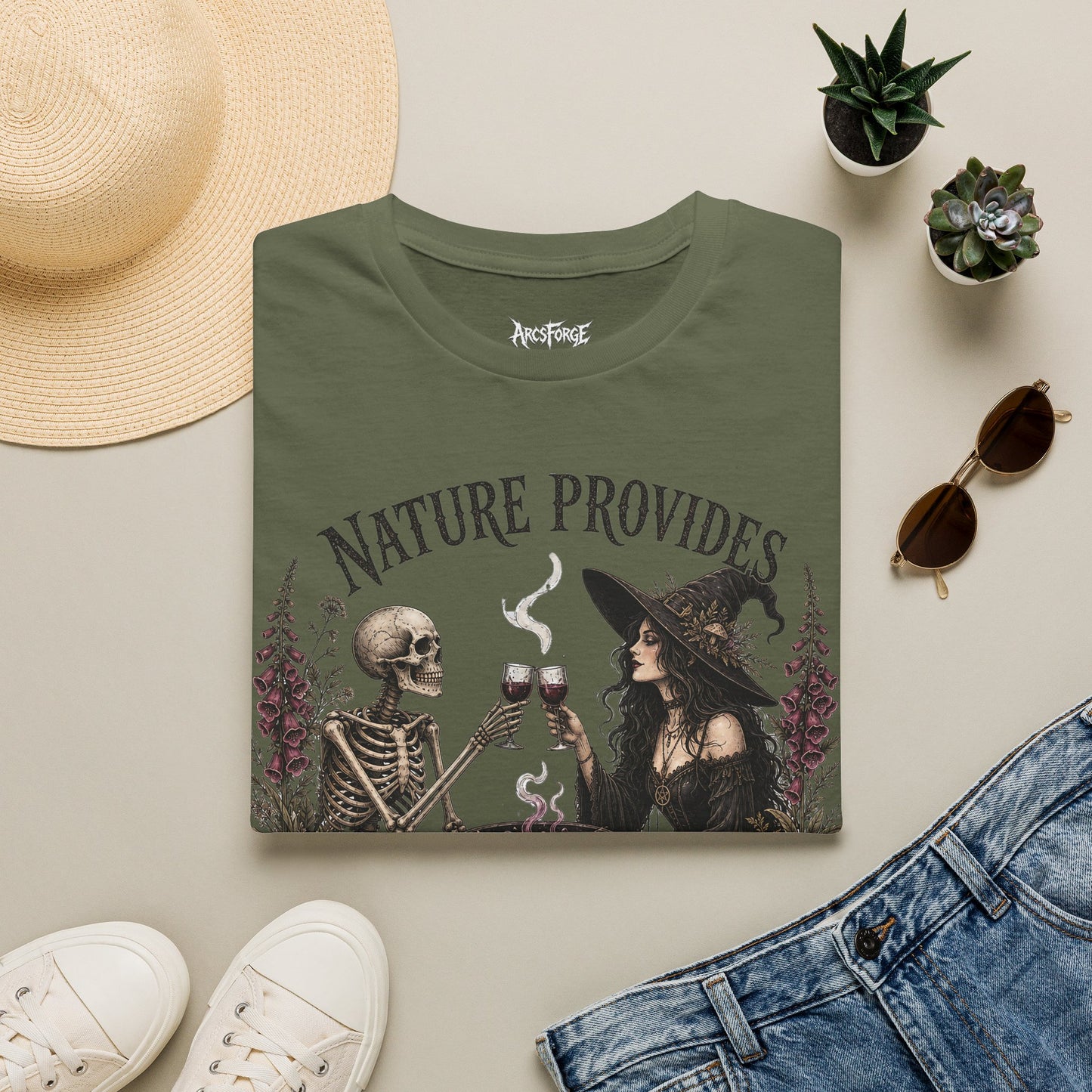 Witch and Skeleton "Nature Provides"
