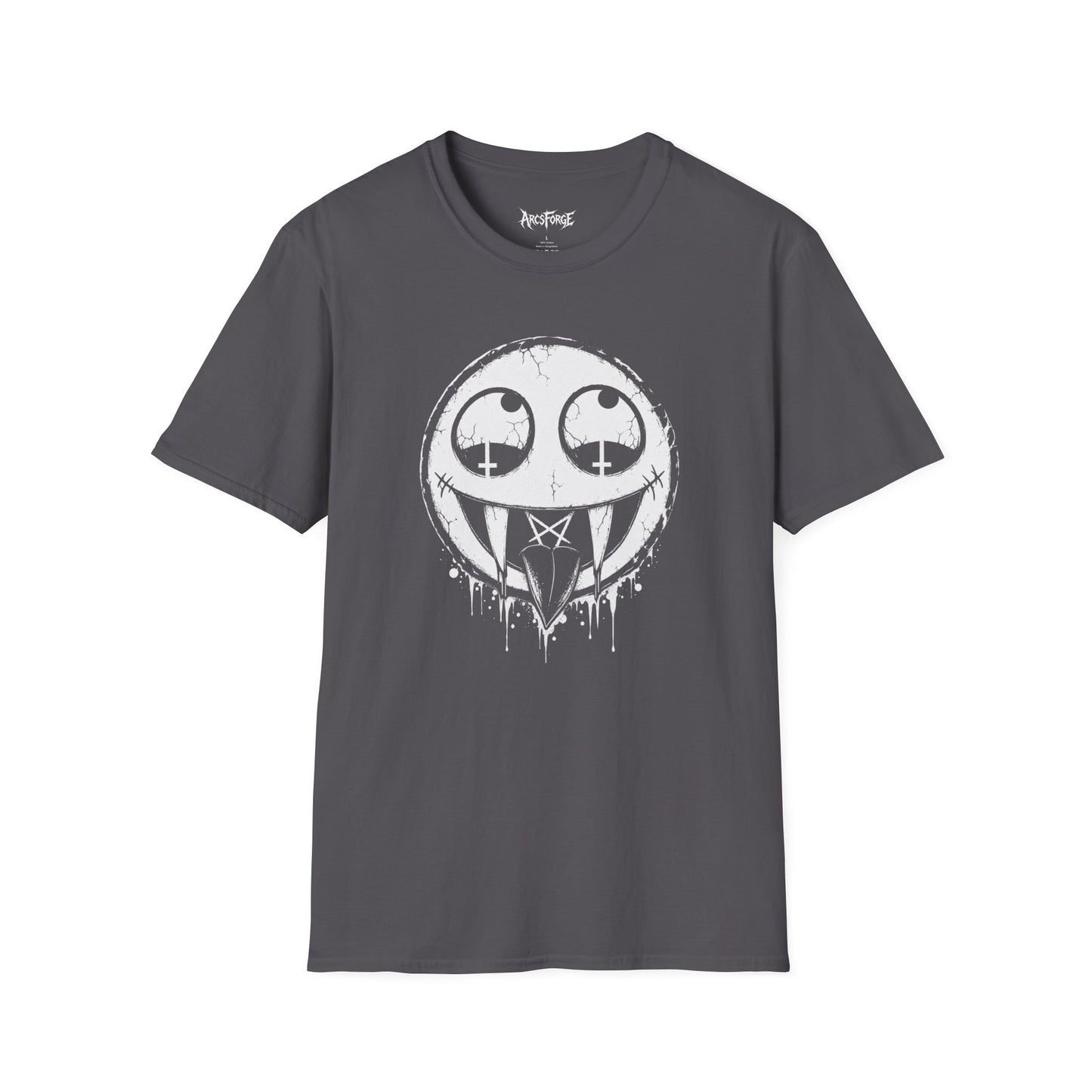 Vamp Smiley T-Shirt — Gothic Drip Moon Face