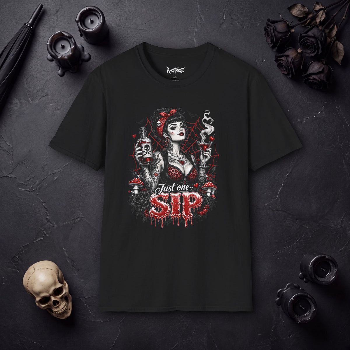 Gothic Pinup "Just One Sip"