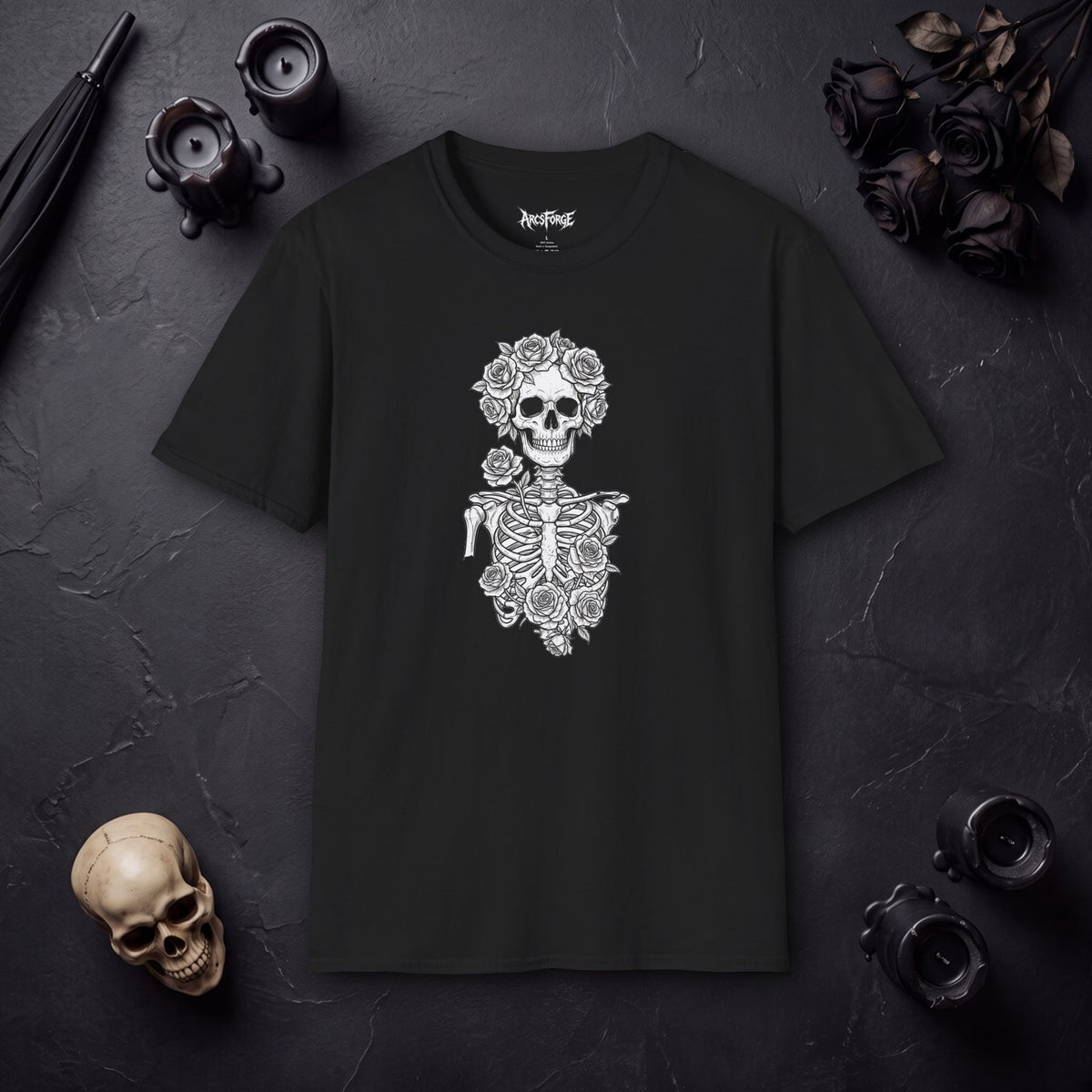 Skull & Rose Floral Skeleton