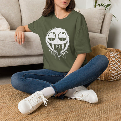 Vamp Smiley T-Shirt — Gothic Drip Moon Face