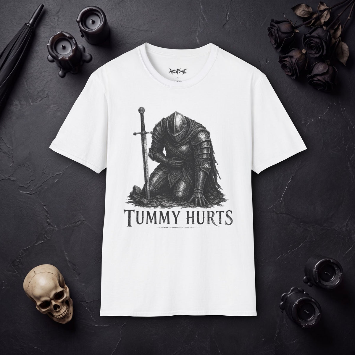 "Tummy Hurts" Kneeling Knight