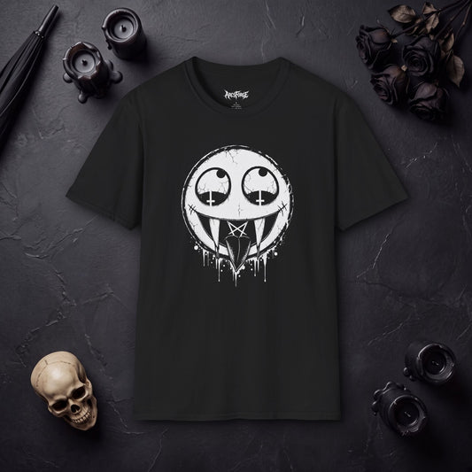 Vamp Smiley T-Shirt — Gothic Drip Moon Face