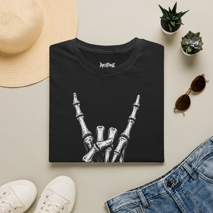 Skeleton Hand Rock Tee — Skull Metal Horns Graphic T-Shirt