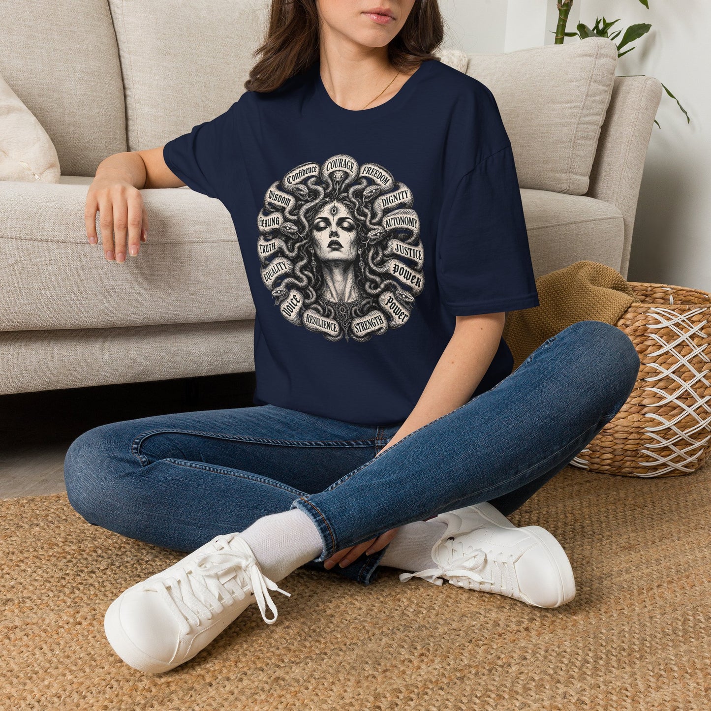 Medusa Wisdom T-Shirt — Courage, Freedom, Dignity Graphic Tee