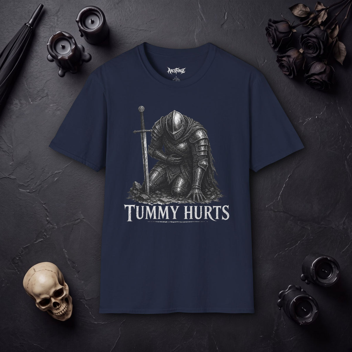 "Tummy Hurts" Kneeling Knight