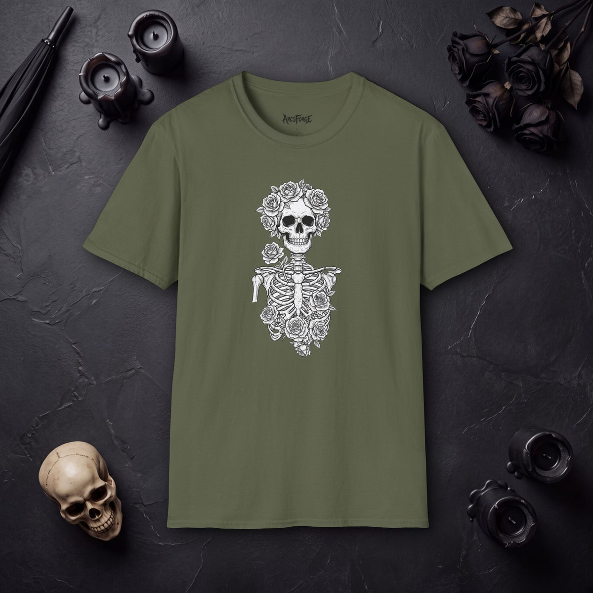 Skull & Rose Floral Skeleton