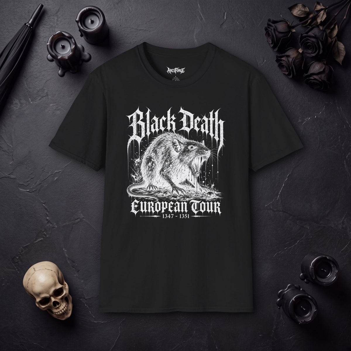 T‑Shirt — 'Black Death' Vintage Rat Graphic Tee