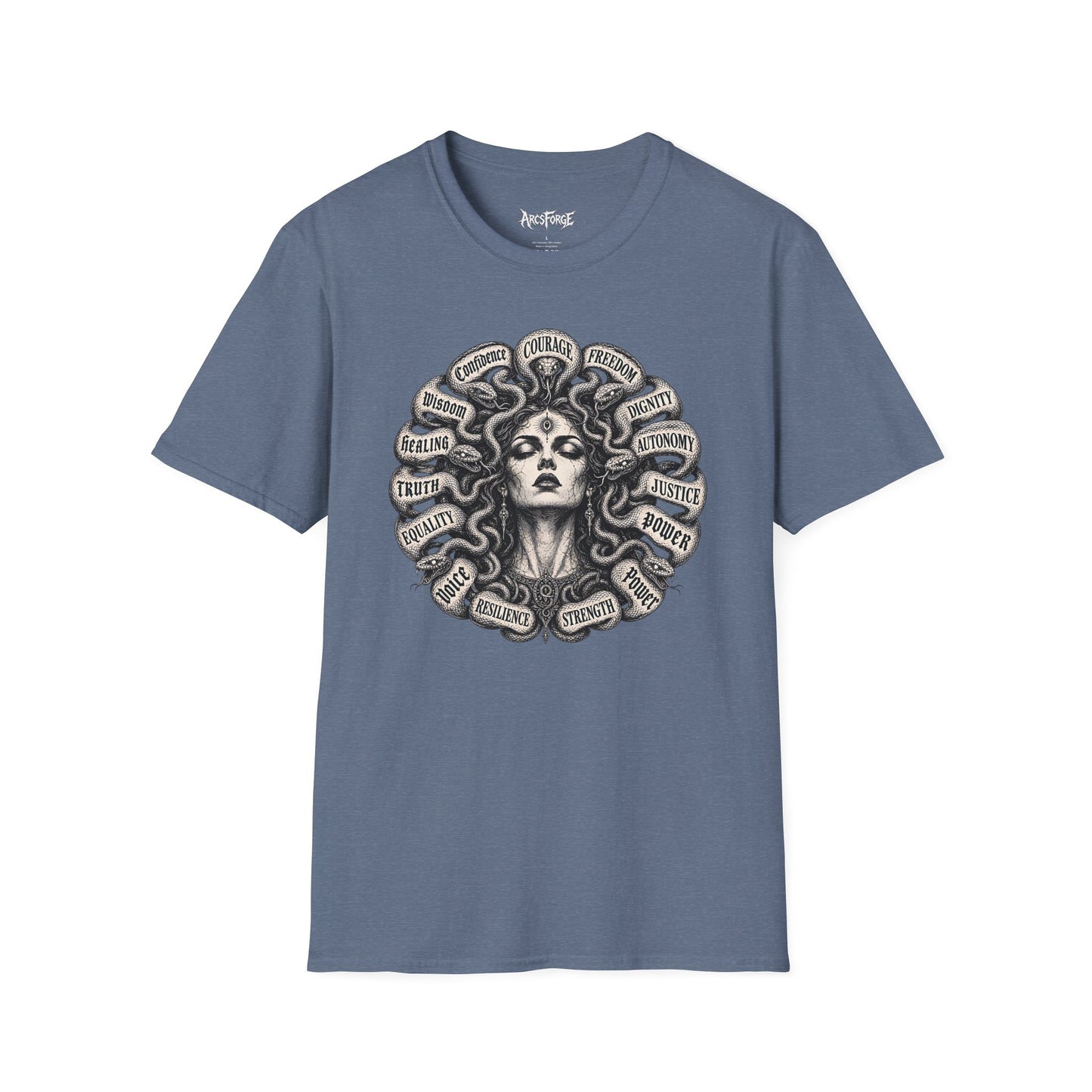 Medusa Wisdom T-Shirt — Courage, Freedom, Dignity Graphic Tee