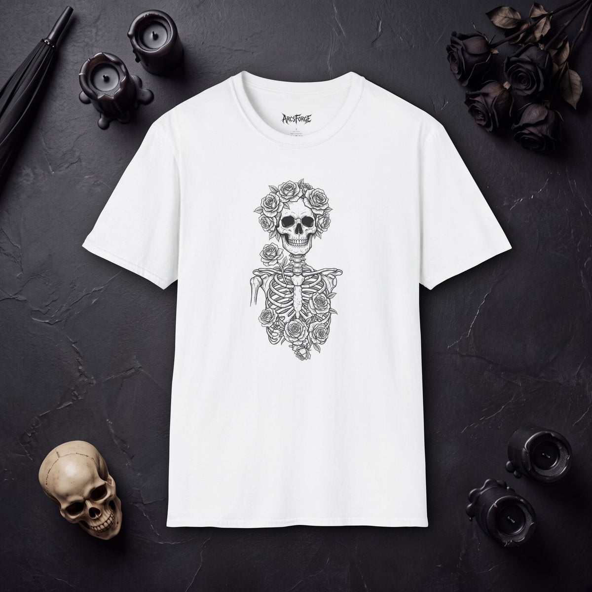 Skull & Rose Floral Skeleton