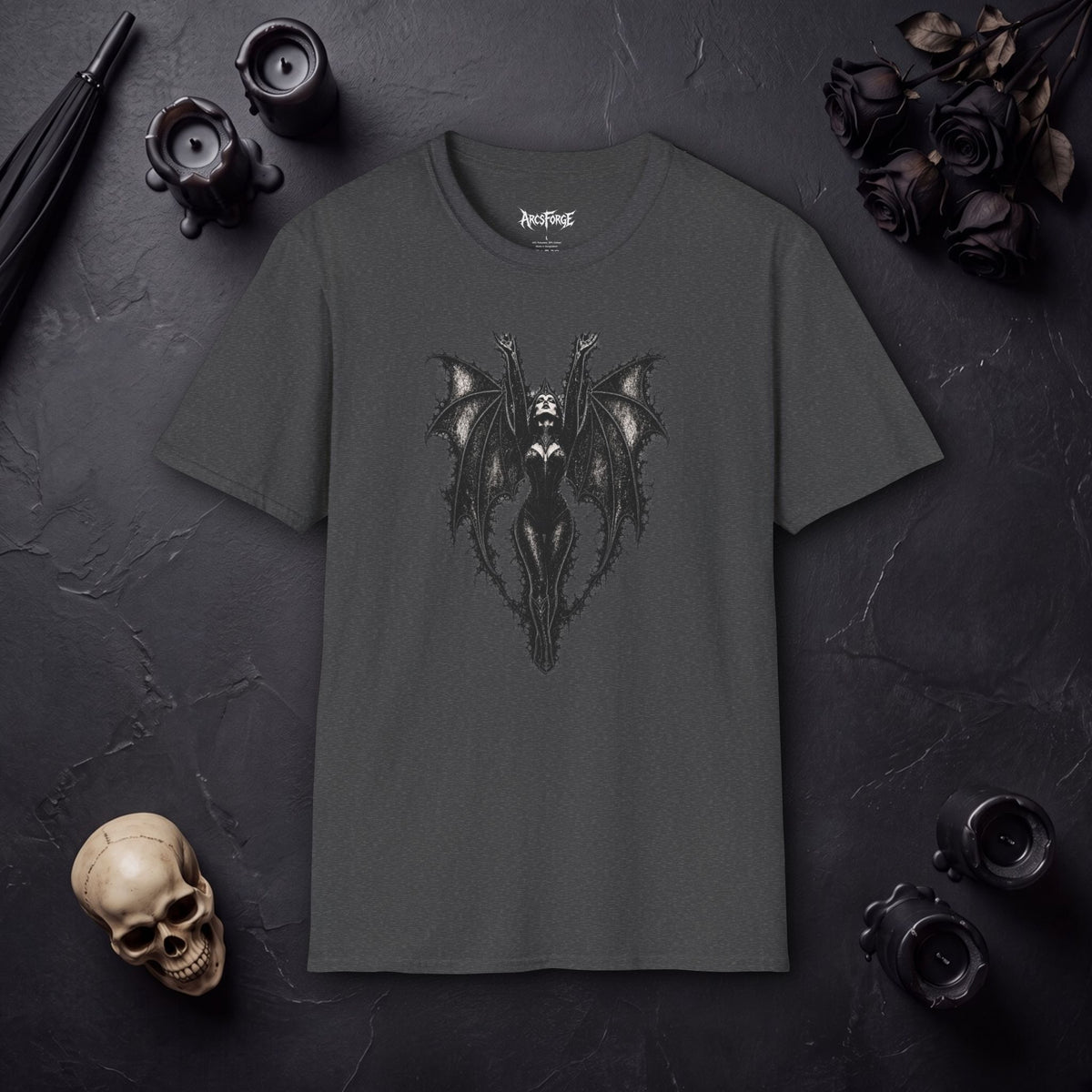 Gothic Demon Bat T-Shirt — Dark Gothic Horror Graphic Tee