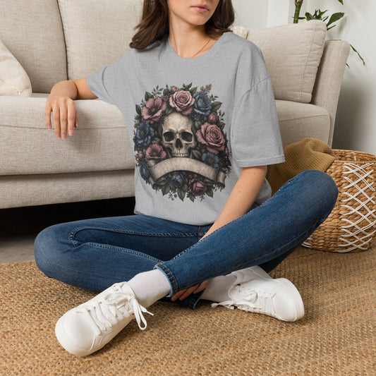 Skull with Floral Crown Vintage Rose