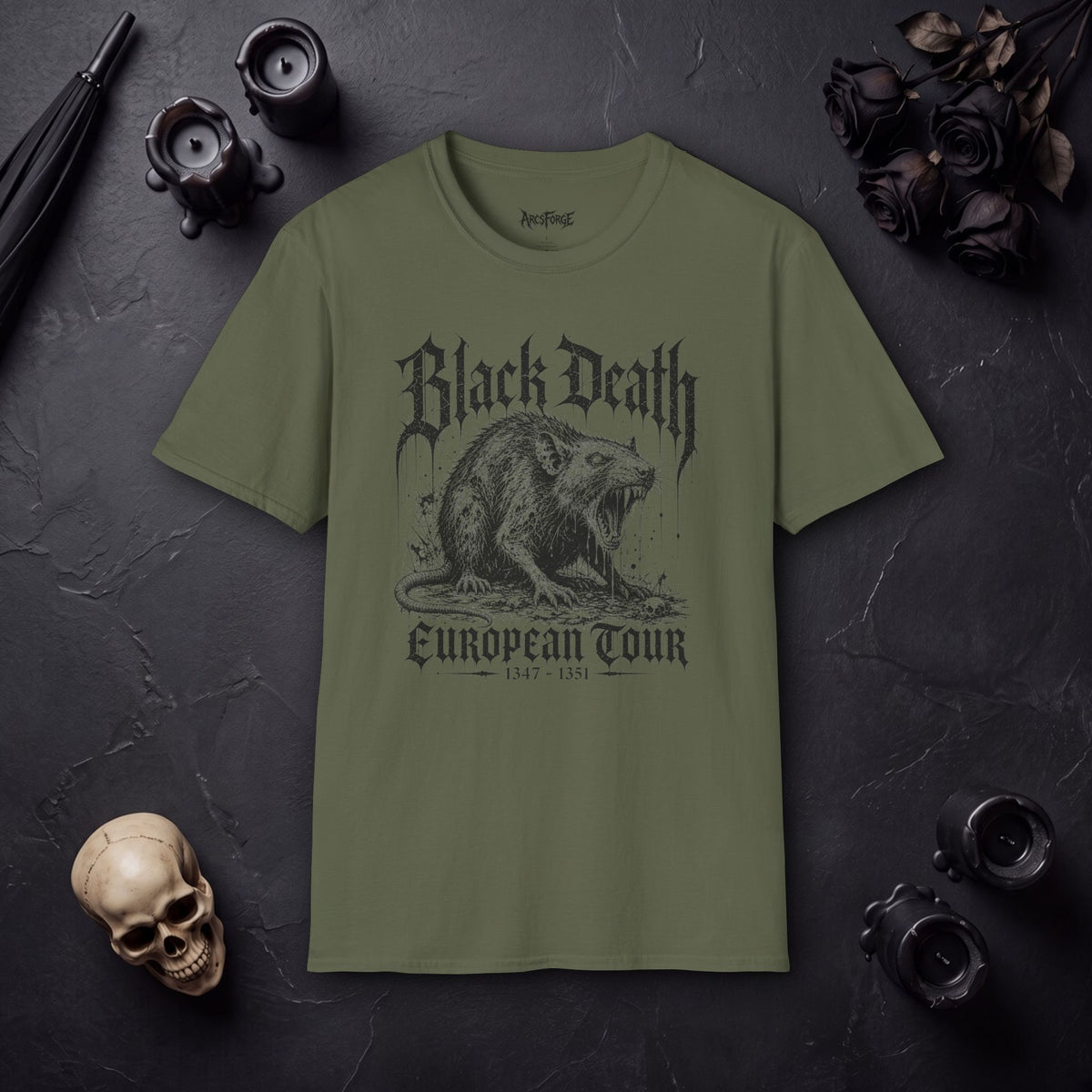 T‑Shirt — 'Black Death' Vintage Rat Graphic Tee